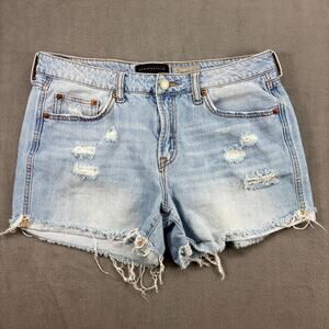 Aeropostale Cutoff Shorts Women's 10 Blue Denim Cotton Tomboy Grunge Thrashed